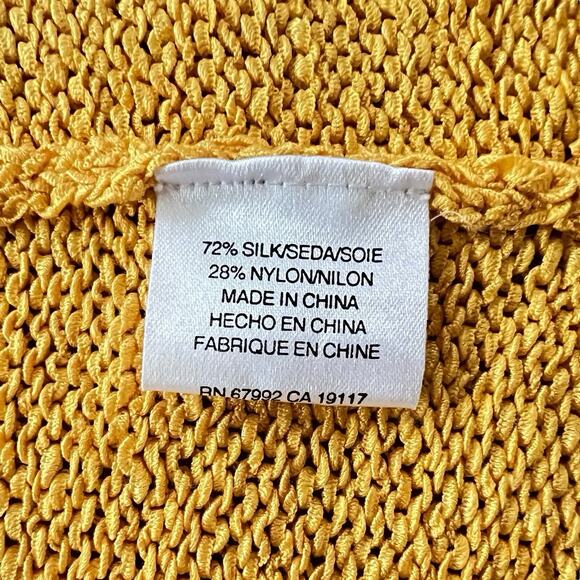 Sigrid Olsen Top Size Medium Silk Blend Knit Sweater Sleeveless Cowl Neck Yellow - Picture 7 of 9